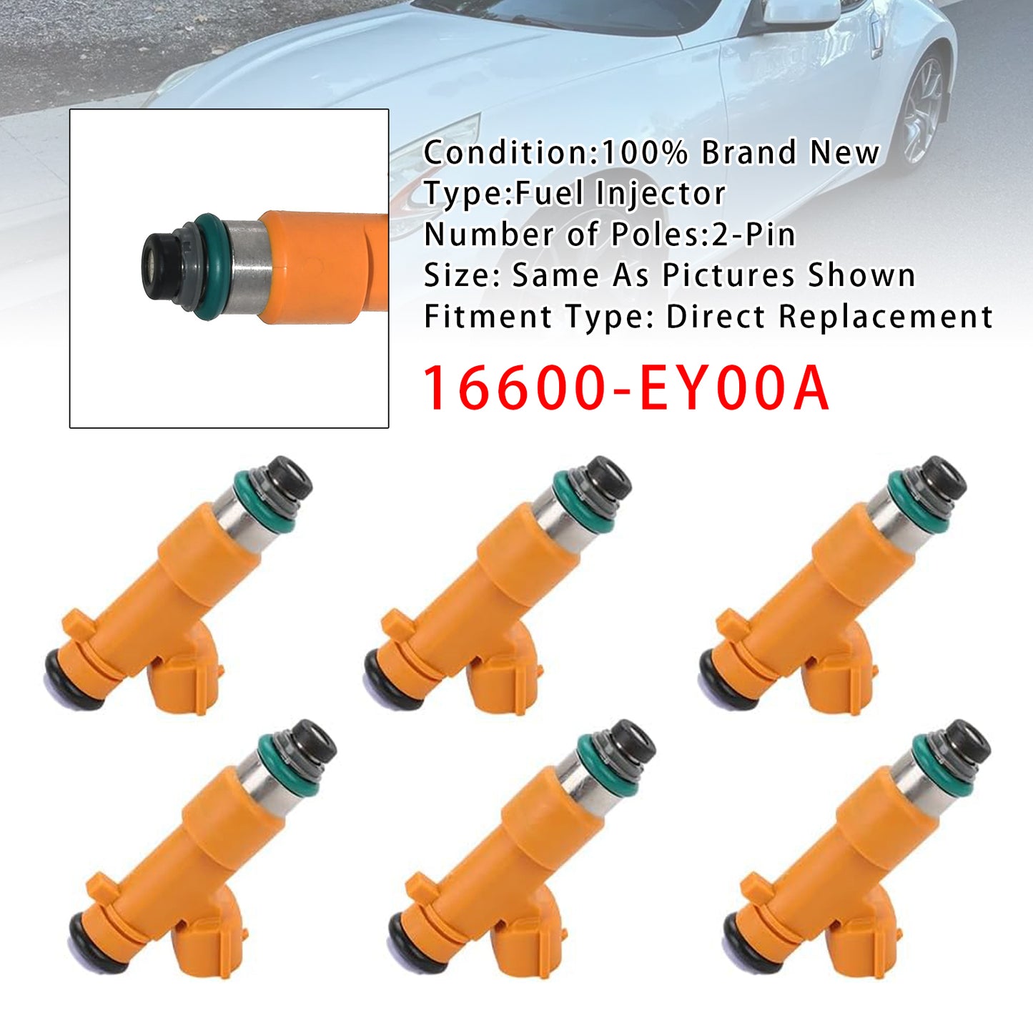 2013 Infiniti EX37 3.7L V6 16600-EY00A 6Pcs Fuel Injector