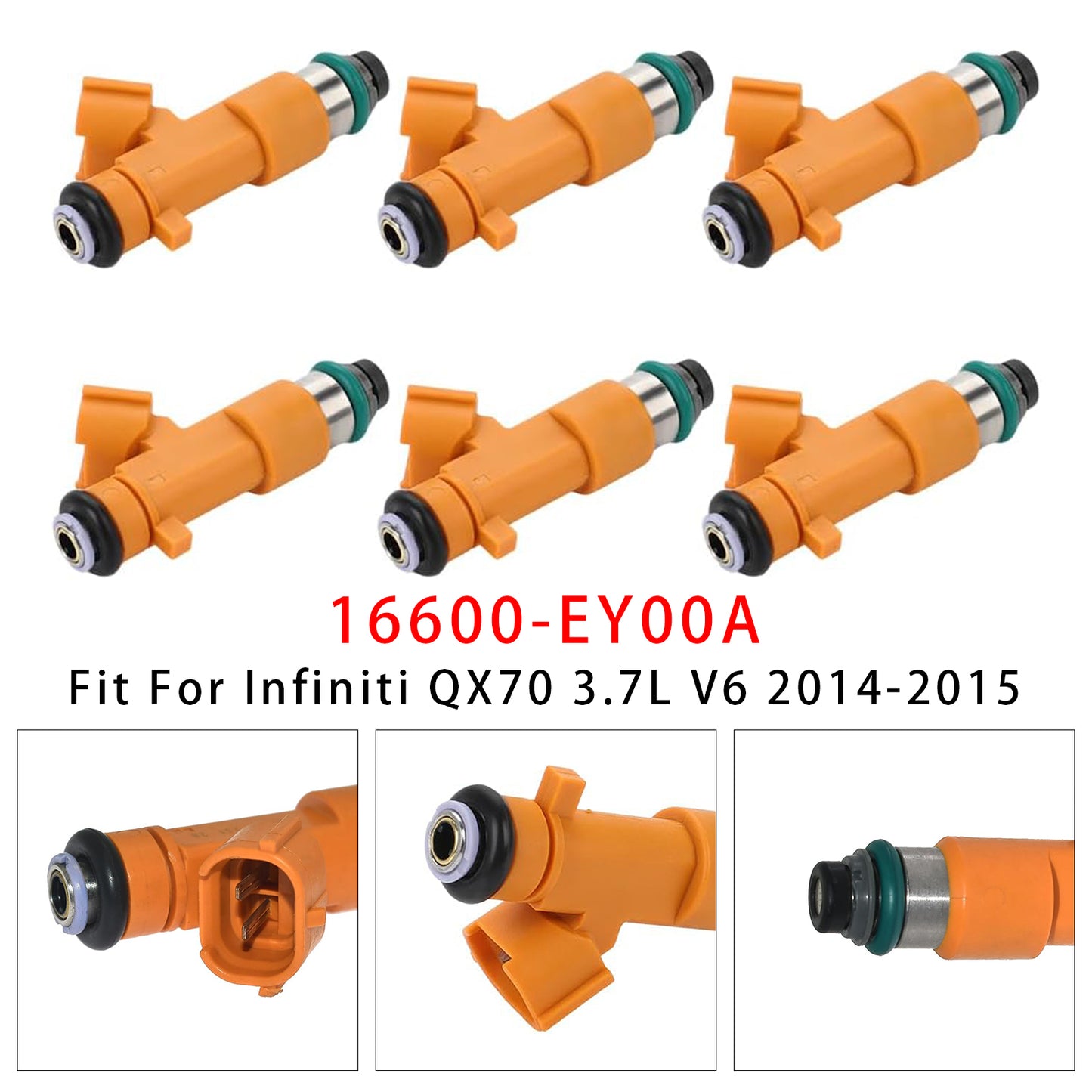 2013 Infiniti EX37 3.7L V6 16600-EY00A 6Pcs Fuel Injector