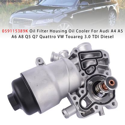 2010-2017 Audi A8 3.0T Diesel CDTB CDTA CLAB CMHA CPNA CTBB CTBA CDTC CPNB CTBD 059 115 389 K Oil Filter Housing Oil Cooler