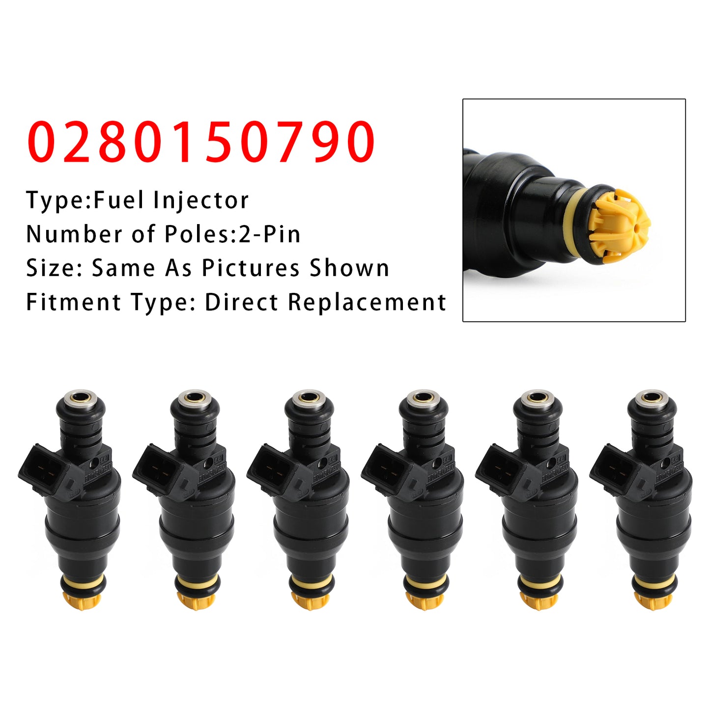 1991-1992 Ford Fairmont EB 3.9L XRP Wagon 0280150790 6Pcs Fuel Injector