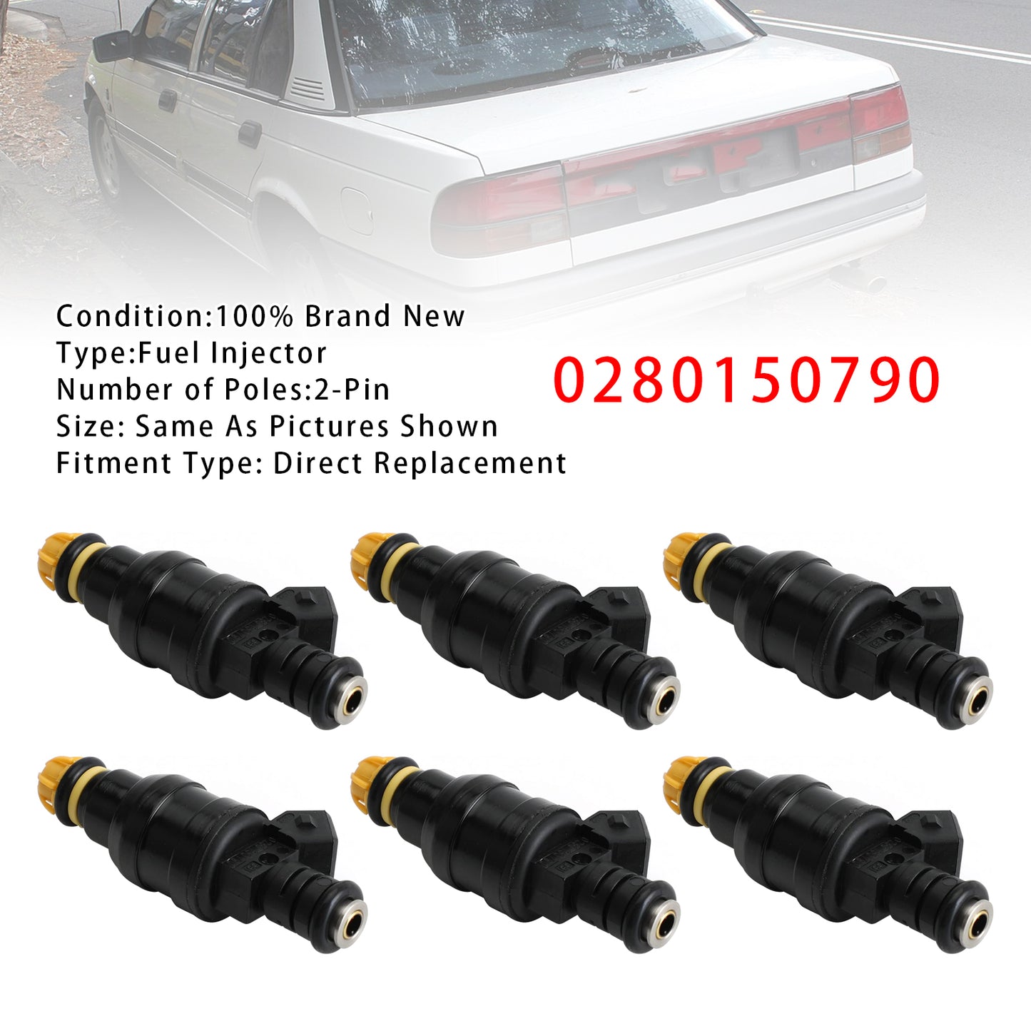 1991-1992 Ford Fairmont EB 3.9L XRP Wagon 0280150790 6Pcs Fuel Injector