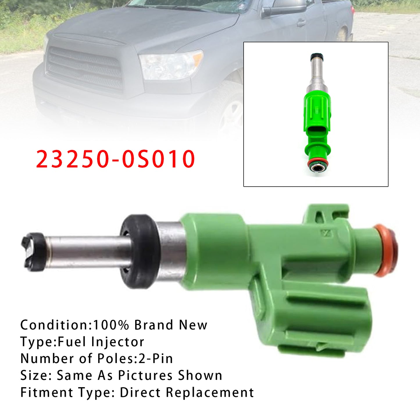 2007 Toyota Tundra 5.7L V8 23250-0S010 1Pcs Fuel Injector