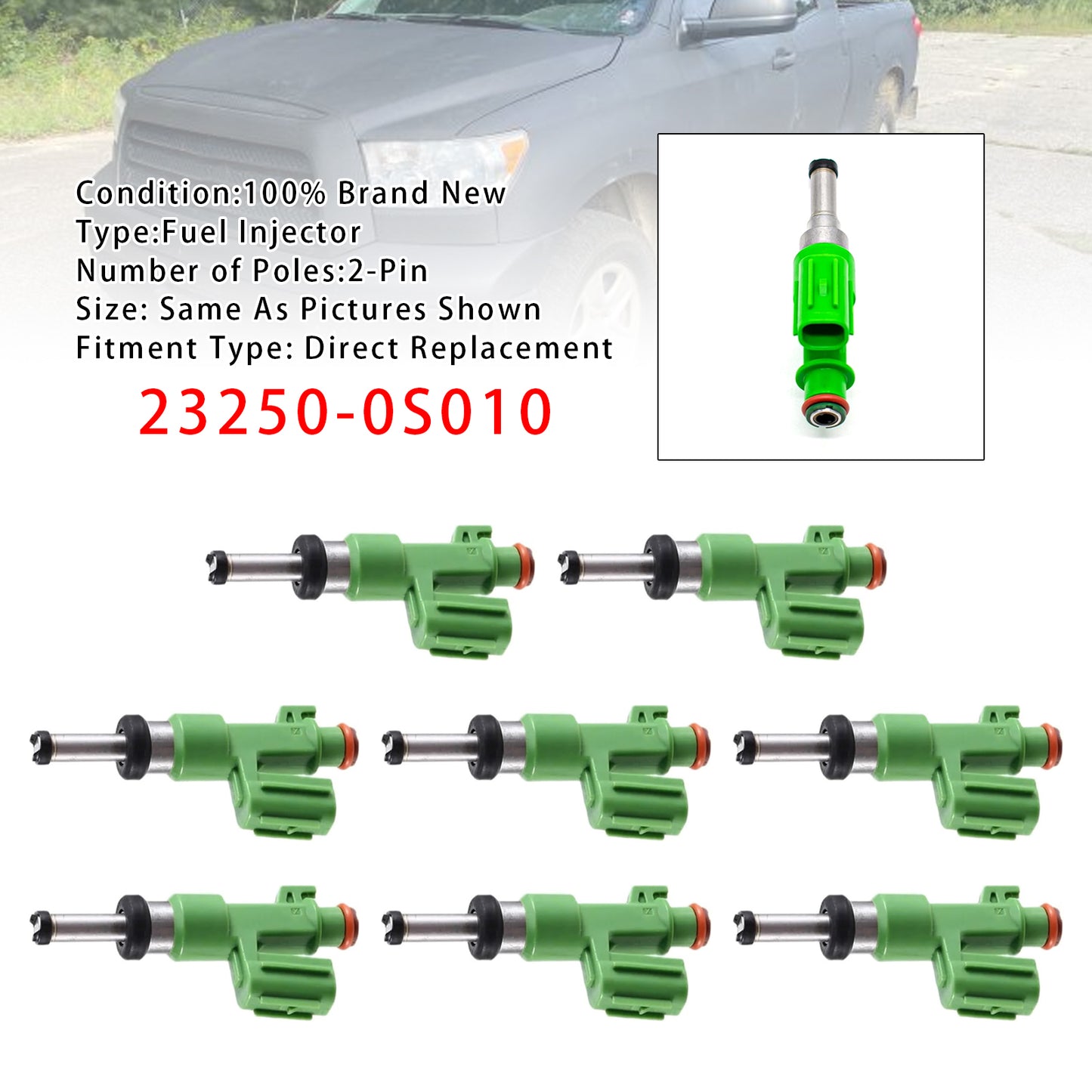 2007 Toyota Tundra 5.7L V8 23250-0S010 8Pcs Fuel Injector