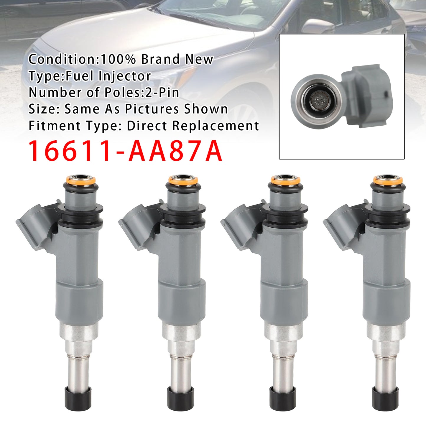 2015-2017 Subaru Outback 2.5L H4 16611-AA87A 4Pcs Fuel Injector