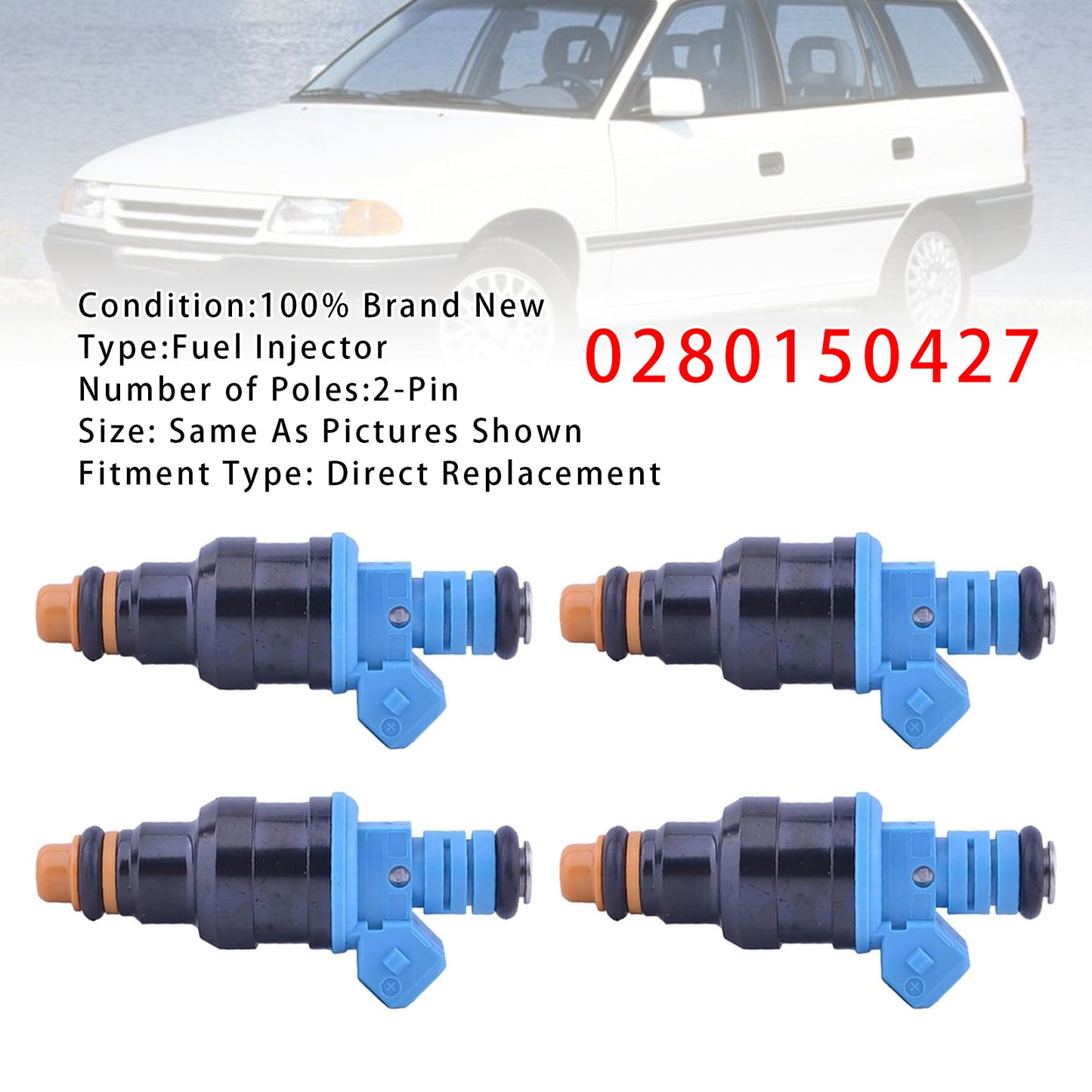 1990-1994 Opel Calibra A 85_ 2.0i 16V 4x4 0280150427 4Pcs Fuel Injector