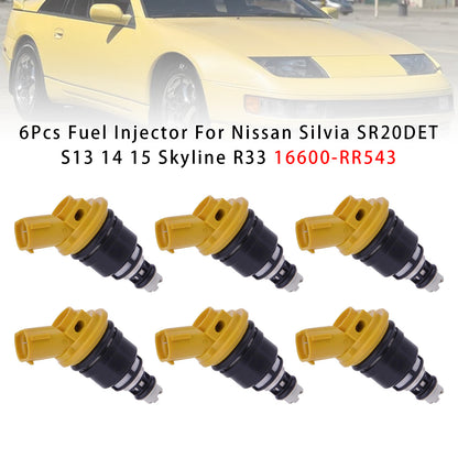 1996-1998 Nissan Skyline R33 Twin Turbo 2.6L I6 16600-RR543 6Pcs Fuel Injector