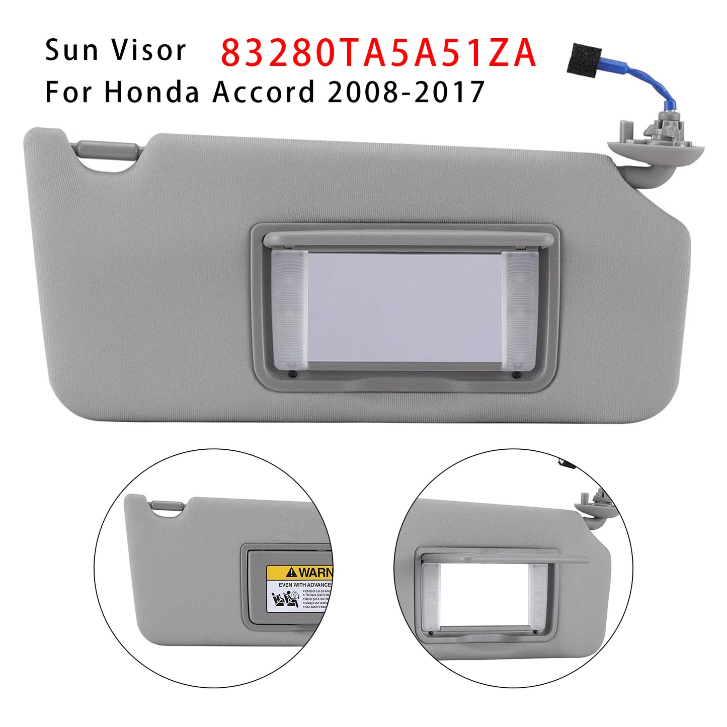2008-2017 Honda Accord 83280TA5A51ZA Gray Right Side Sun Visor