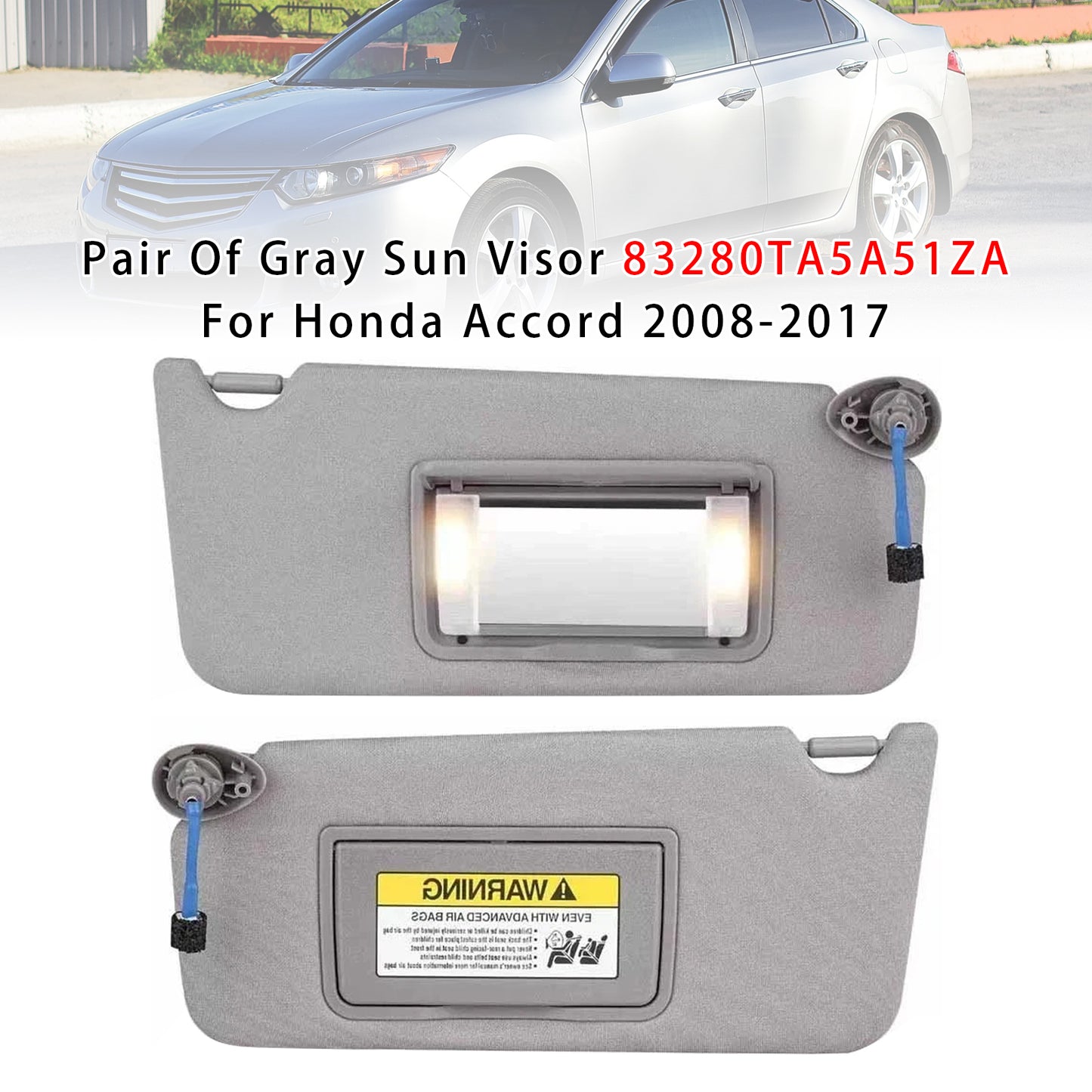 2008-2017 Honda Accord 83280TA5A51ZA Pair Of Gray Sun Visor