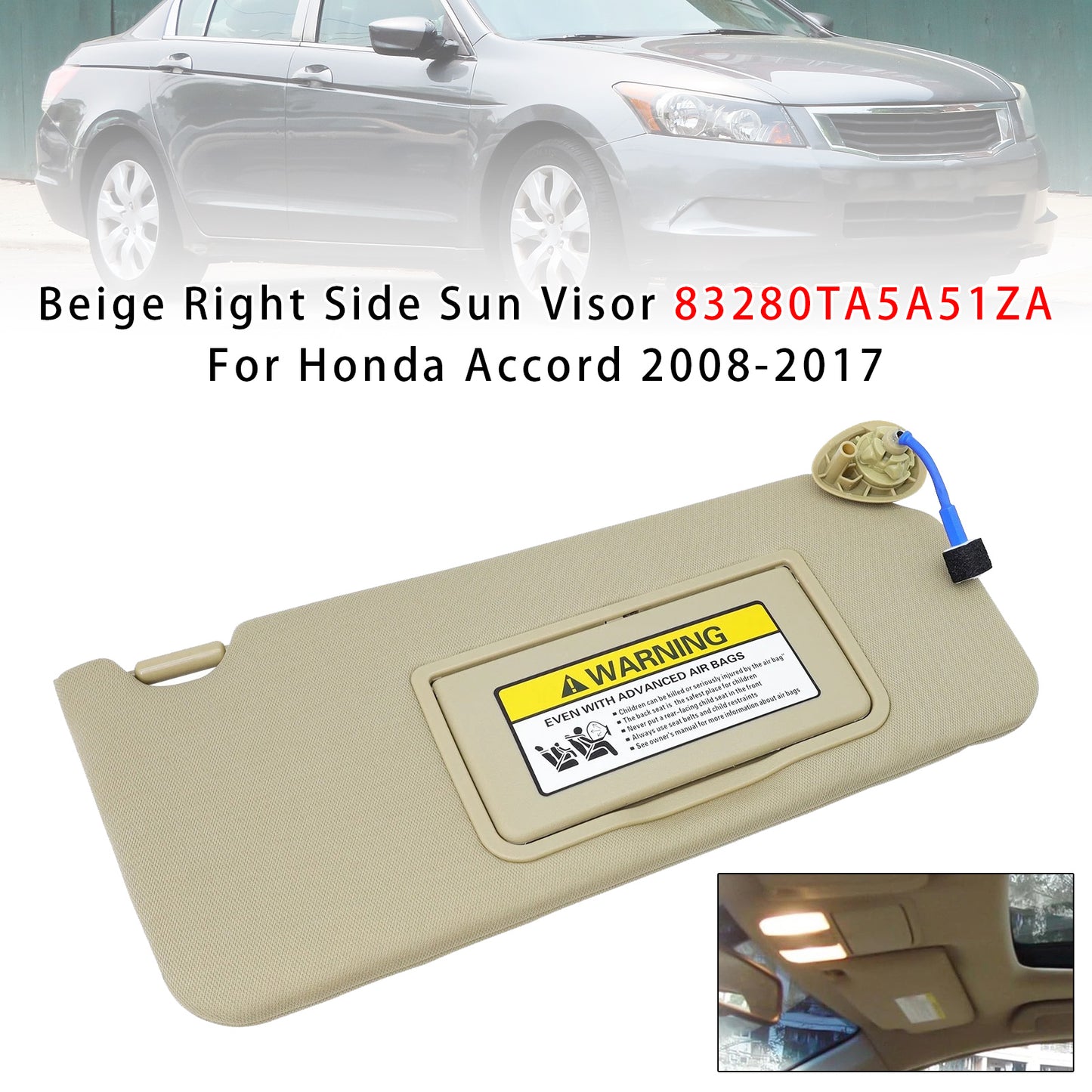 2008-2017 Honda Accord 83280TA5A51ZA Beige Right Side Sun Visor