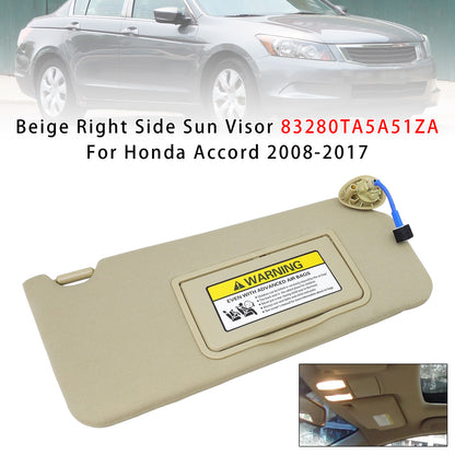 2008-2017 Honda Accord 83280TA5A51ZA Beige Right Side Sun Visor