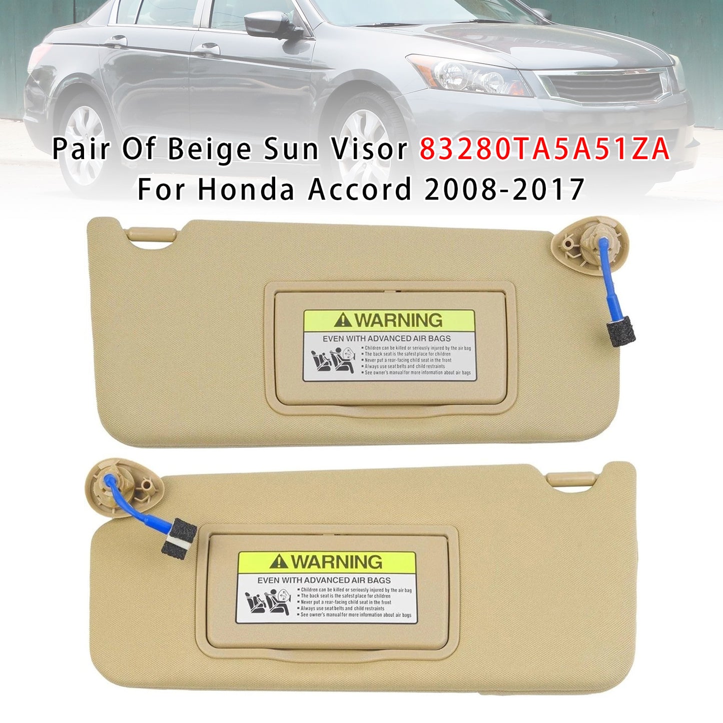 2008-2017 Honda Accord 83280TA5A51ZA Pair Of Beige Sun Visor