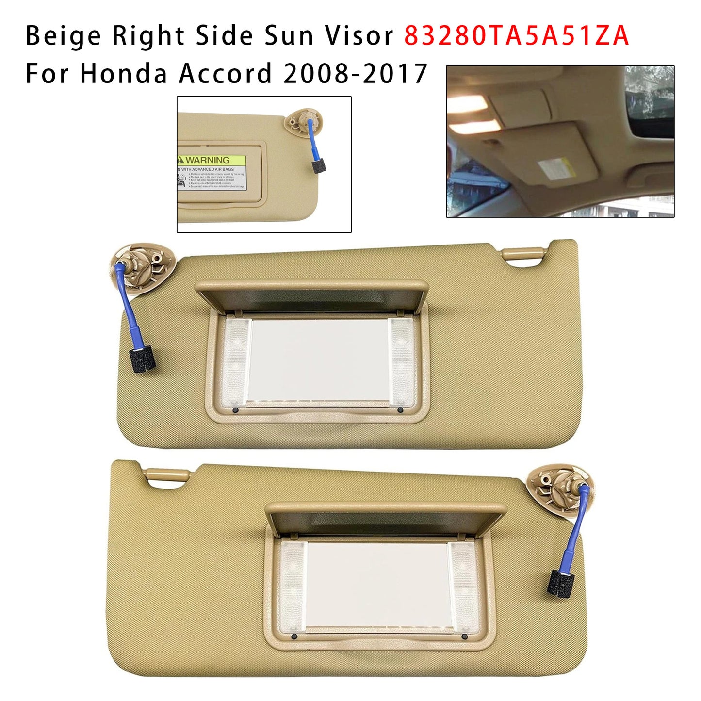 2008-2017 Honda Accord 83280TA5A51ZA Pair Of Beige Sun Visor