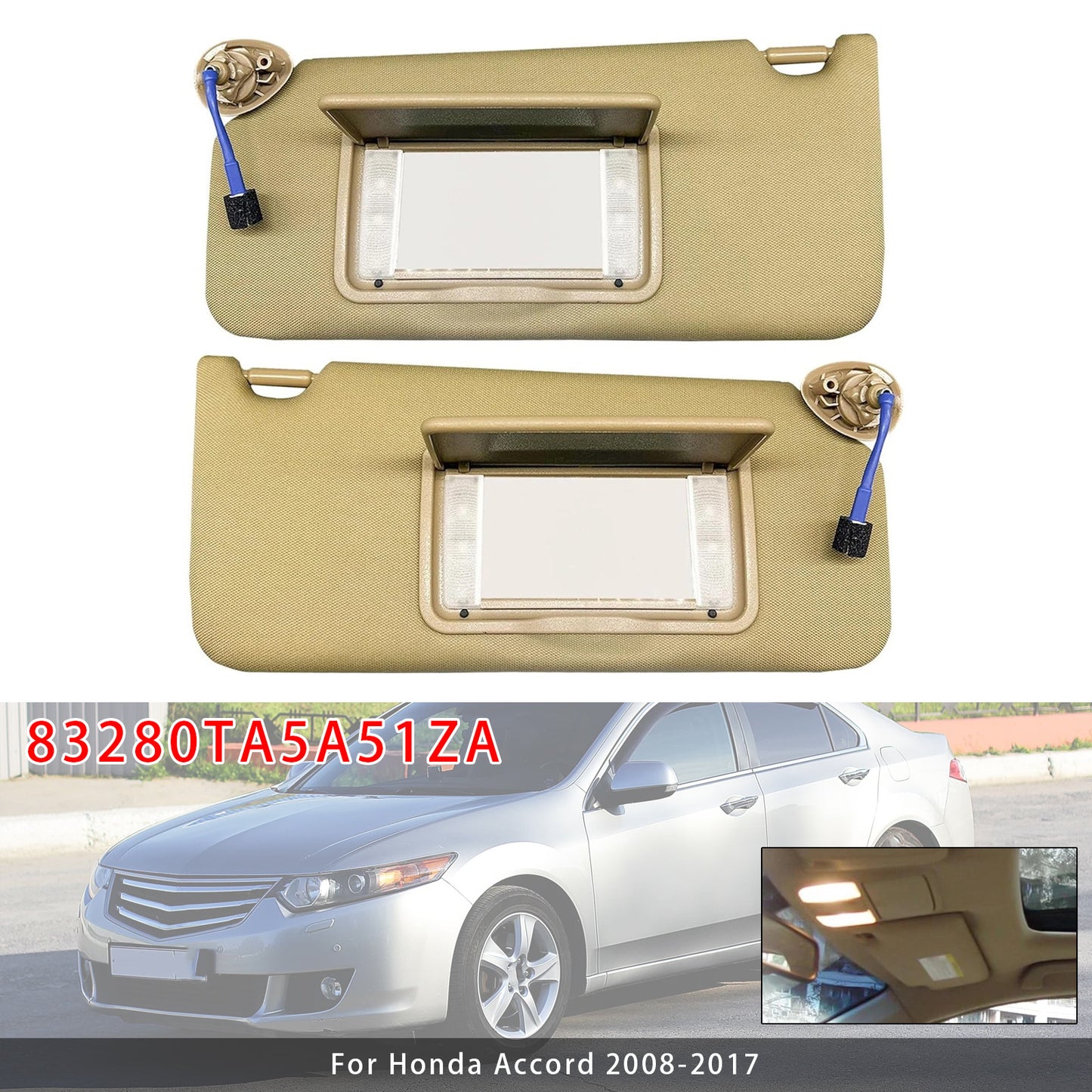 2008-2017 Honda Accord 83280TA5A51ZA Pair Of Beige Sun Visor