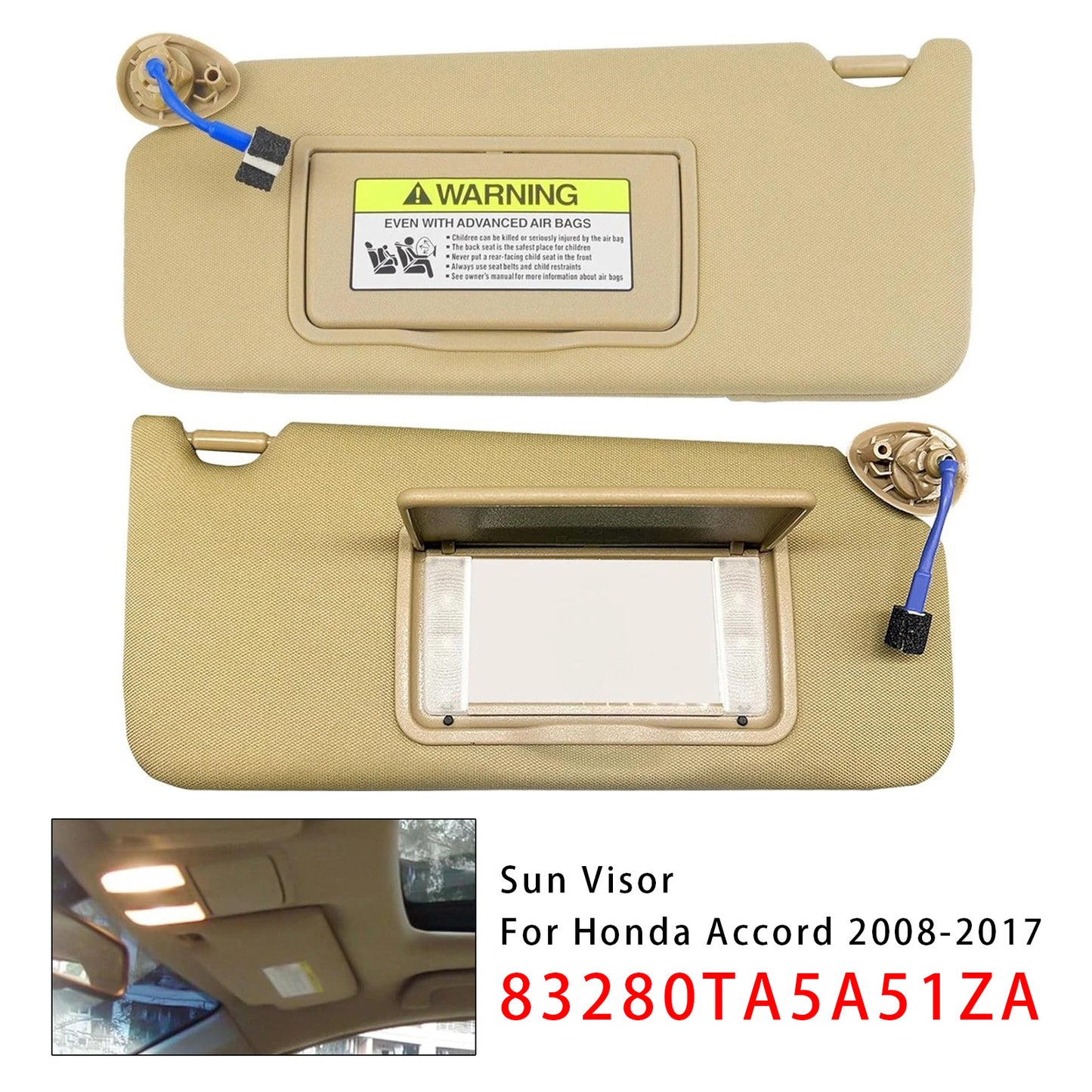 2008-2017 Honda Accord 83280TA5A51ZA Pair Of Beige Sun Visor