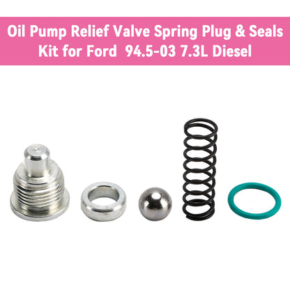 Ford 94.5-03 7.3L Diesel Oil Pump Relief Valve Spring Plug & Seals Kit