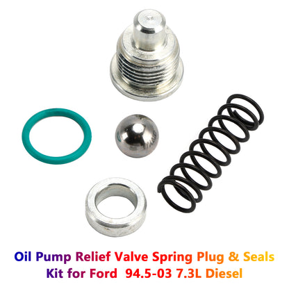 Ford 94.5-03 7.3L Diesel Oil Pump Relief Valve Spring Plug & Seals Kit