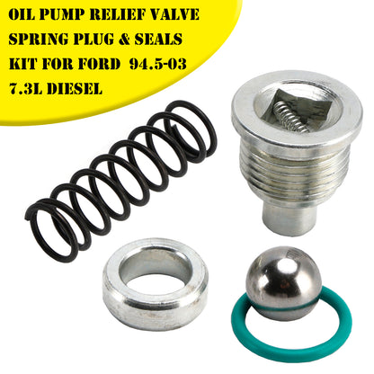 Ford 94.5-03 7.3L Diesel Oil Pump Relief Valve Spring Plug & Seals Kit