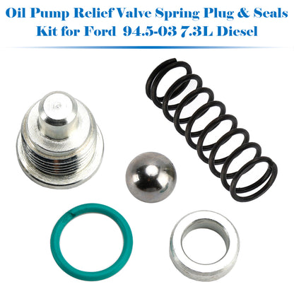 Ford 94.5-03 7.3L Diesel Oil Pump Relief Valve Spring Plug & Seals Kit