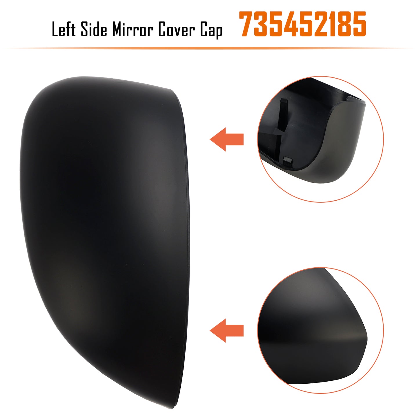 2007-2024 Fiat 500/500C 735452185 Left Side Mirror Cover Cap