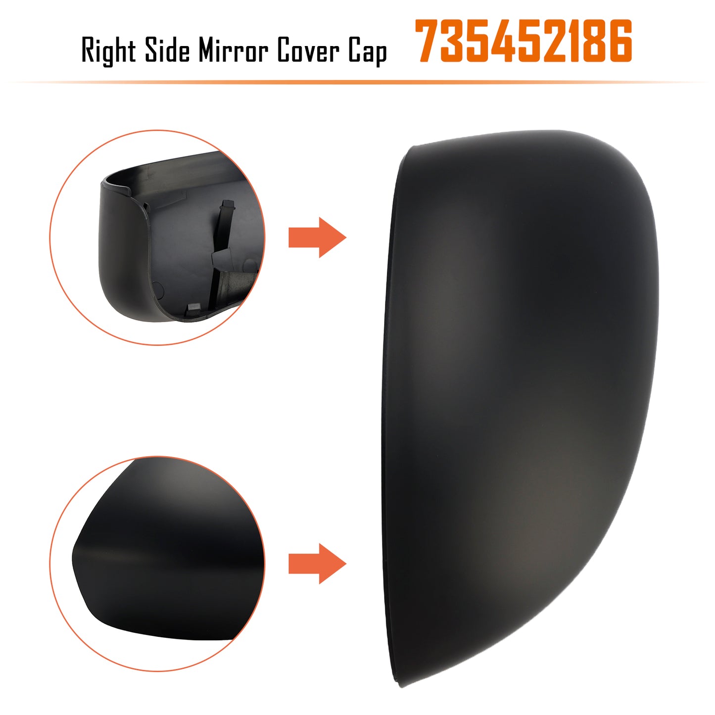 2009 Fiat GGrande Punto Evo Dal 735452186 Right Side Mirror Cover Cap