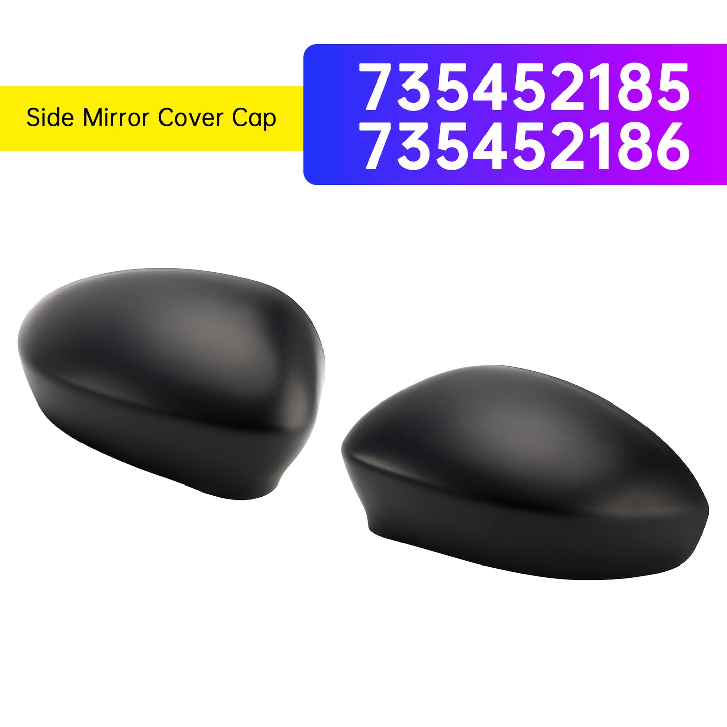 2007-2024 Fiat 500/500C 735452185 Pair of Side Mirror Cover Cap
