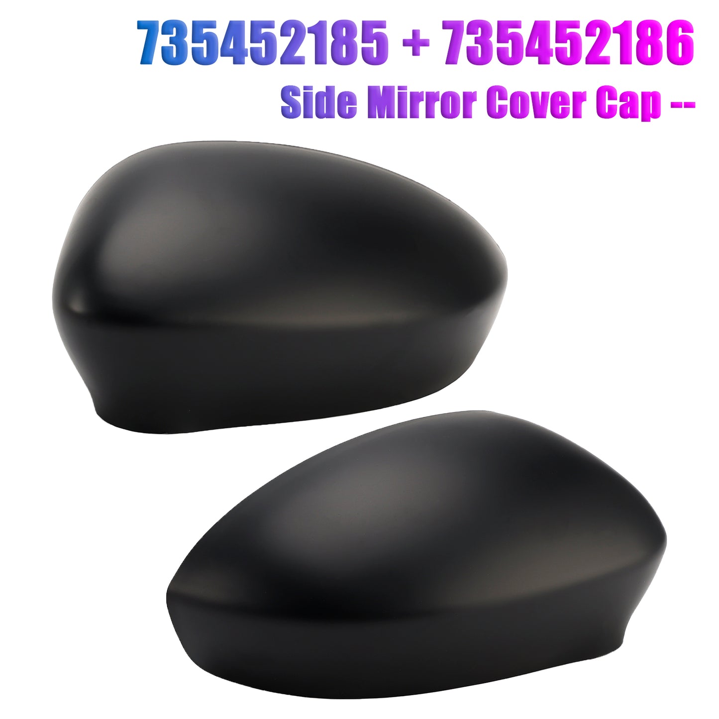 2007-2024 Fiat 500/500C 735452185 Pair of Side Mirror Cover Cap
