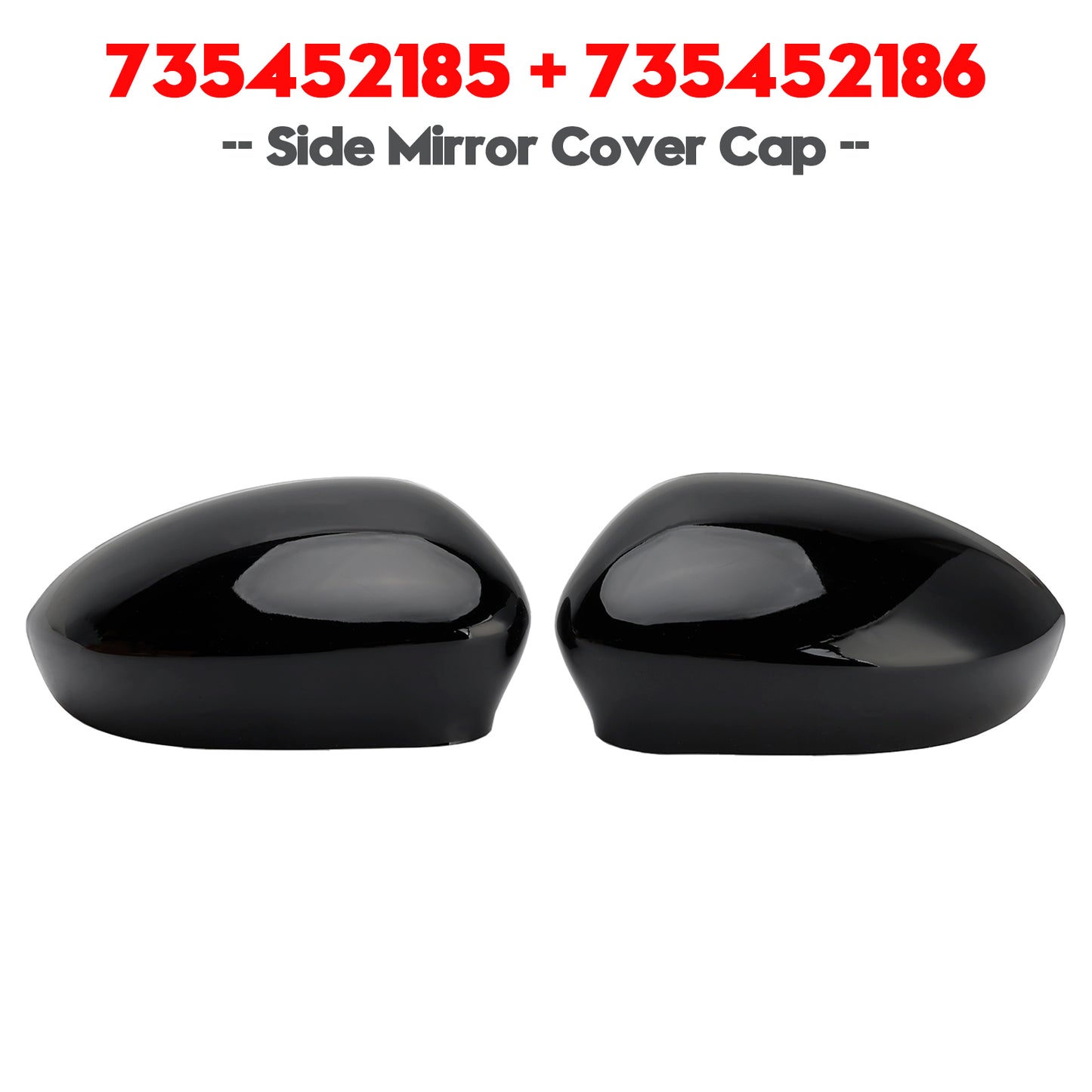 2007-2024 Fiat 500/500C 735452185 Pair of Side Mirror Cover Cap