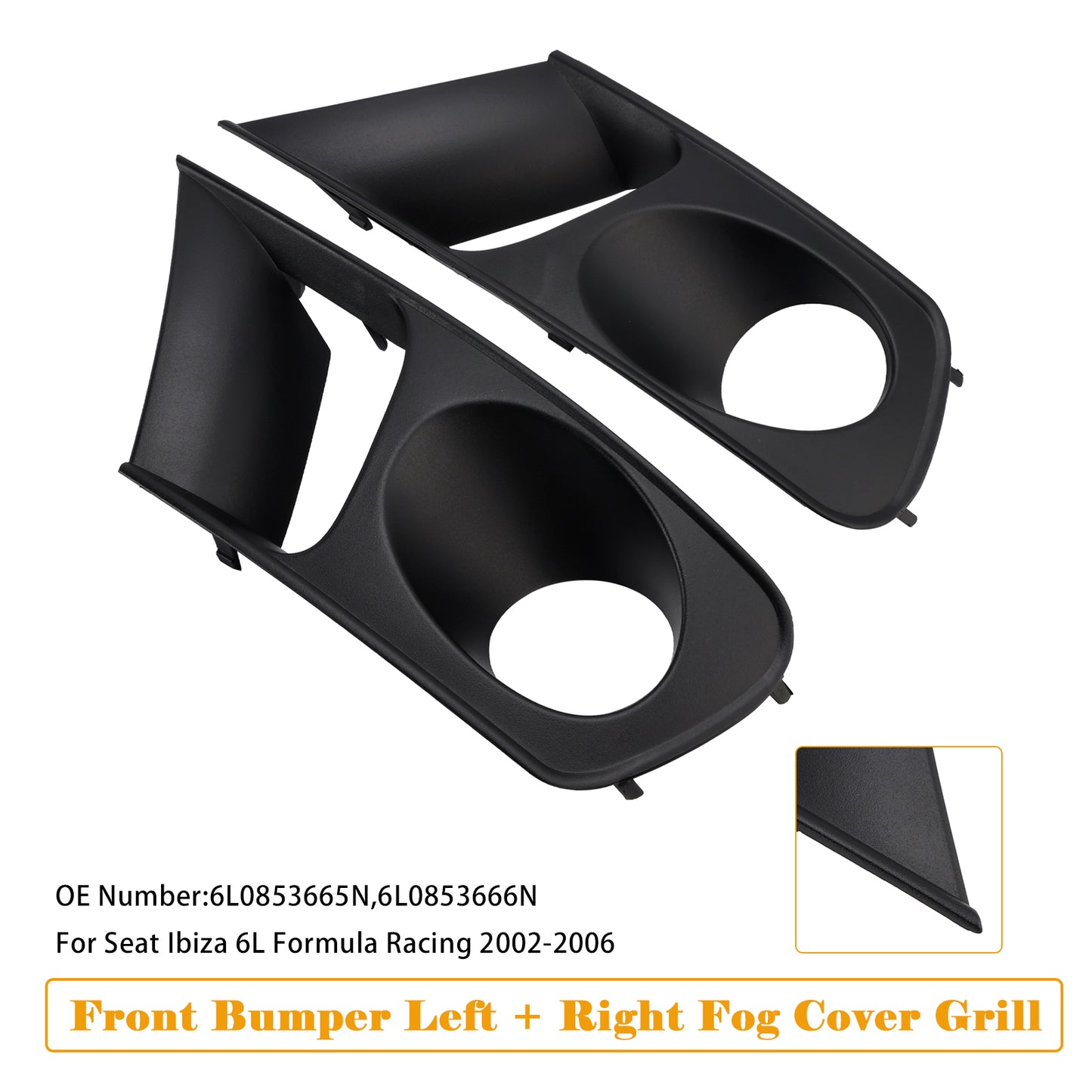2002-2006 SEAT Ibiza Type 6L Pre-facelift FR Model 6L0853665N Front Bumper Left + Right Fog Cover
