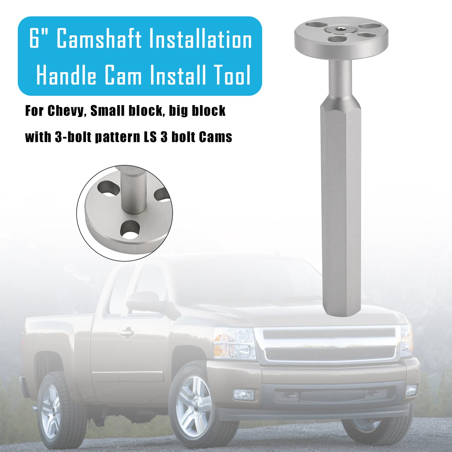 Chevy with 3-bolt pattern 6" Camshaft Installation Handle Cam Install Tool