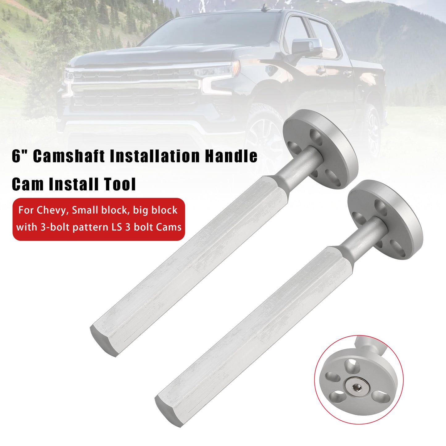 Chevy with 3-bolt pattern 2x 6" Camshaft Installation Handle Cam Install Tool