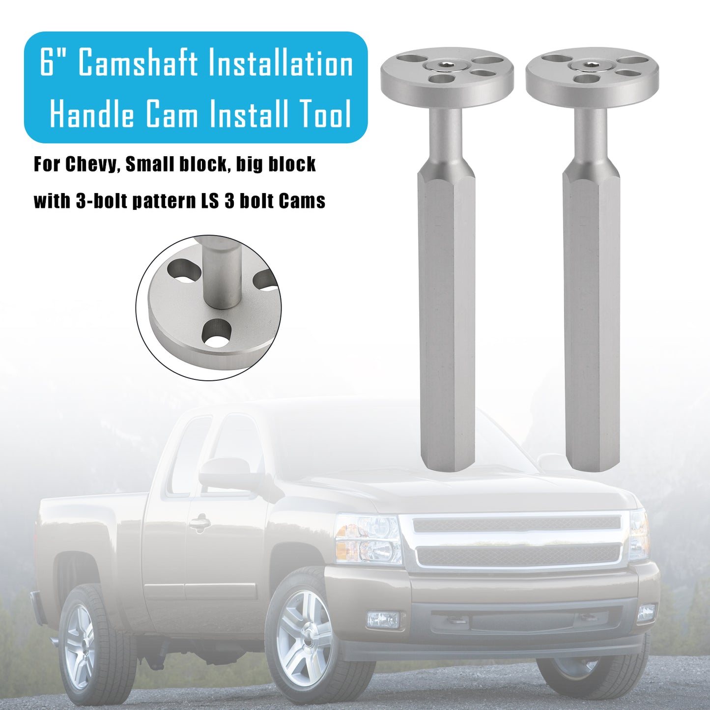 Chevy with 3-bolt pattern 2x 6" Camshaft Installation Handle Cam Install Tool