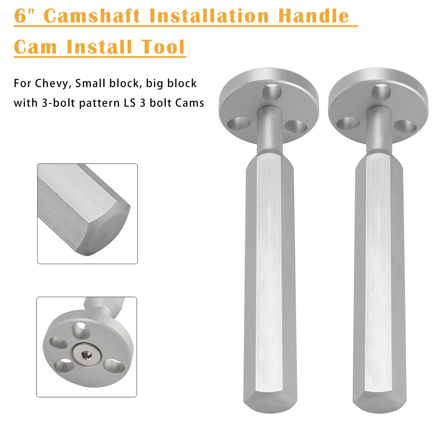 Chevy with 3-bolt pattern 2x 6" Camshaft Installation Handle Cam Install Tool