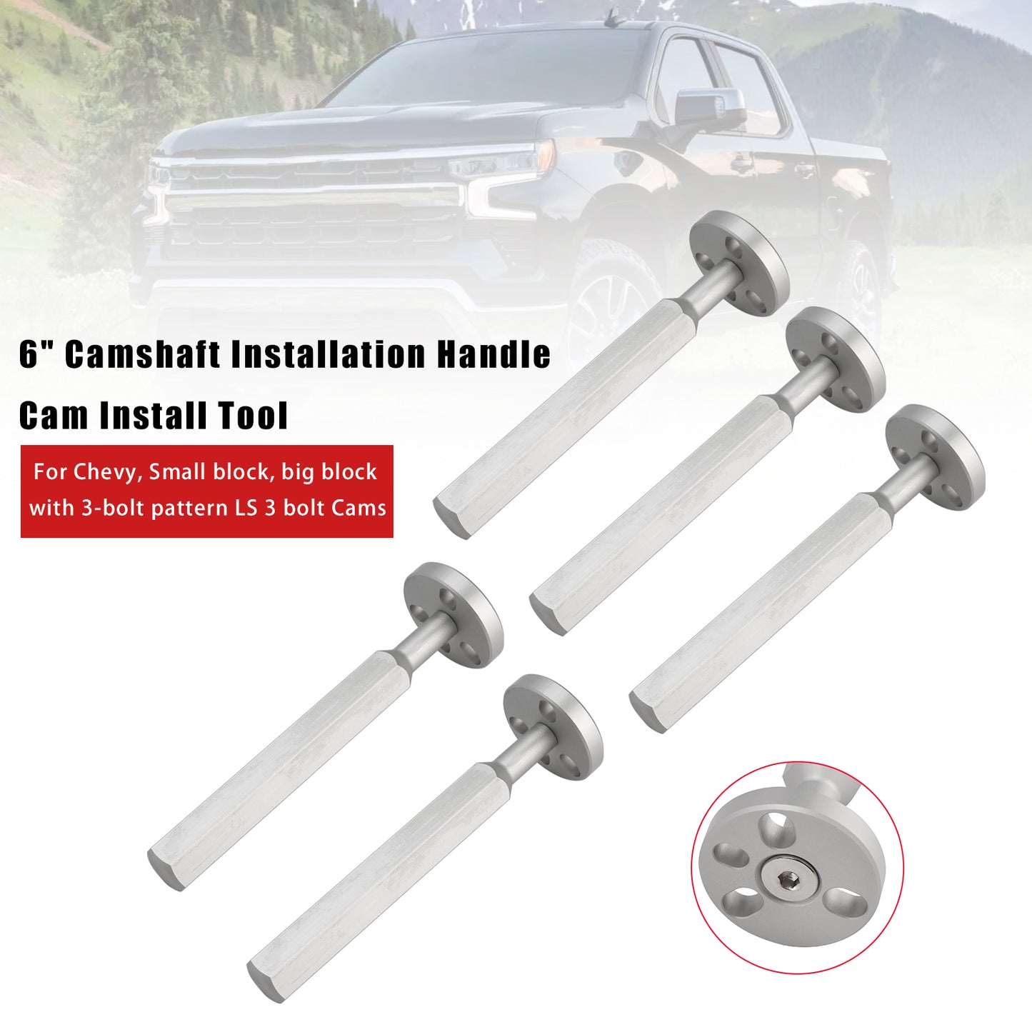 small block Chevy, big block Chevy & LS series engines with 3-bolt pattern 551 5x 6" Camshaft Installation Handle Cam Install Tool