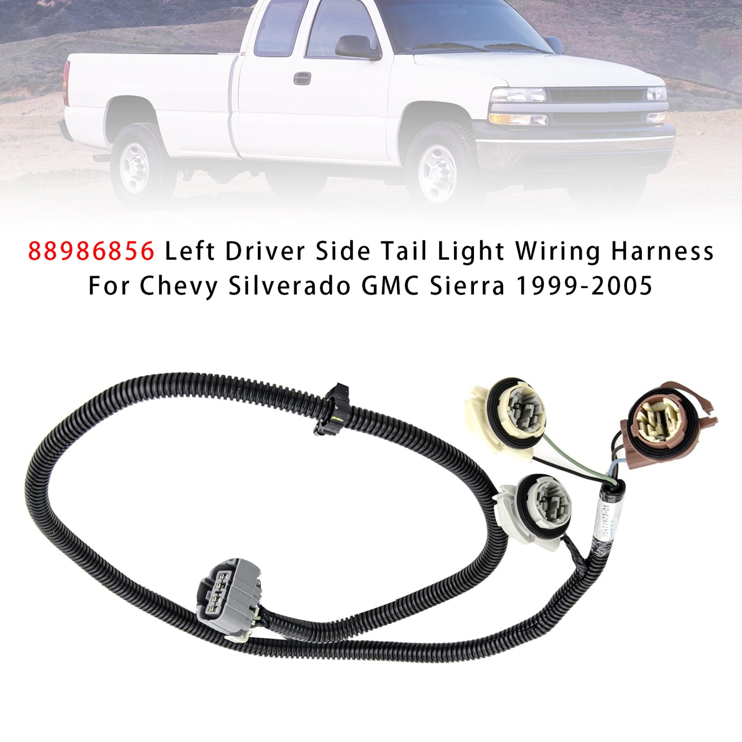 1999-2005 GMC Sierra 88986856 Left Driver Side Tail Light Wiring Harness