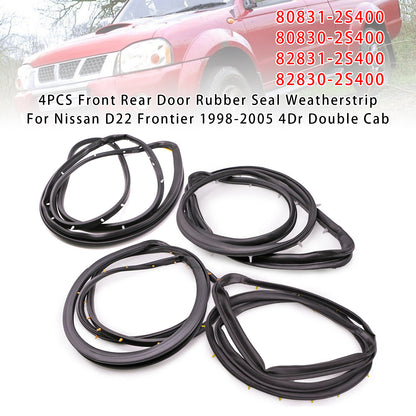 1998-2005 Nissan D22 Frontier 4PCS Front Rear Door Rubber Seal Weatherstrip