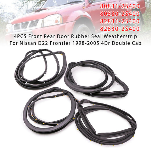 1998-2005 Nissan D22 Frontier 4PCS Front Rear Door Rubber Seal Weatherstrip