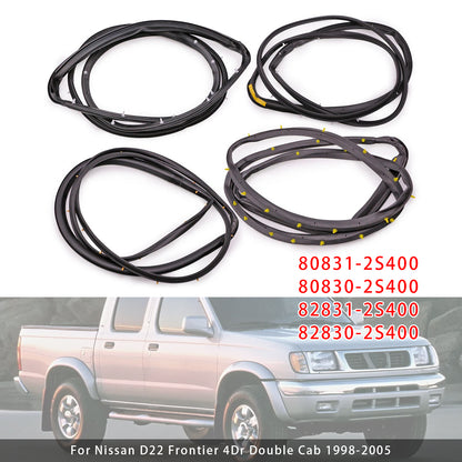 1998-2005 Nissan D22 Frontier 4PCS Front Rear Door Rubber Seal Weatherstrip