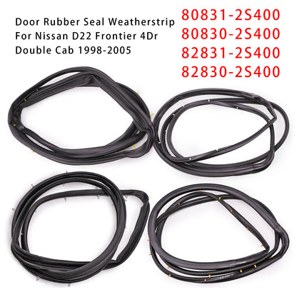 1998-2005 Nissan D22 Frontier 4PCS Front Rear Door Rubber Seal Weatherstrip