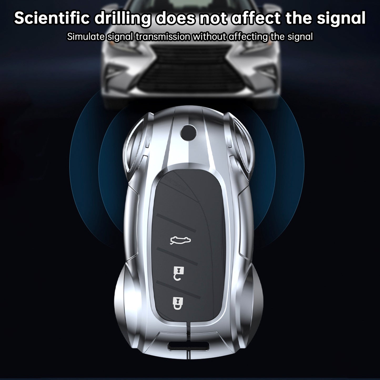 Lexus ES260h/RX350h/LS500h/NX260/UX260 Leather Alloy Zinc Car Key Silvery Case Cover
