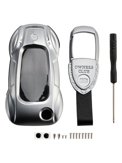 Audi A1 A3 S3 Leather Alloy Zinc Car Key Silvery Case Cover