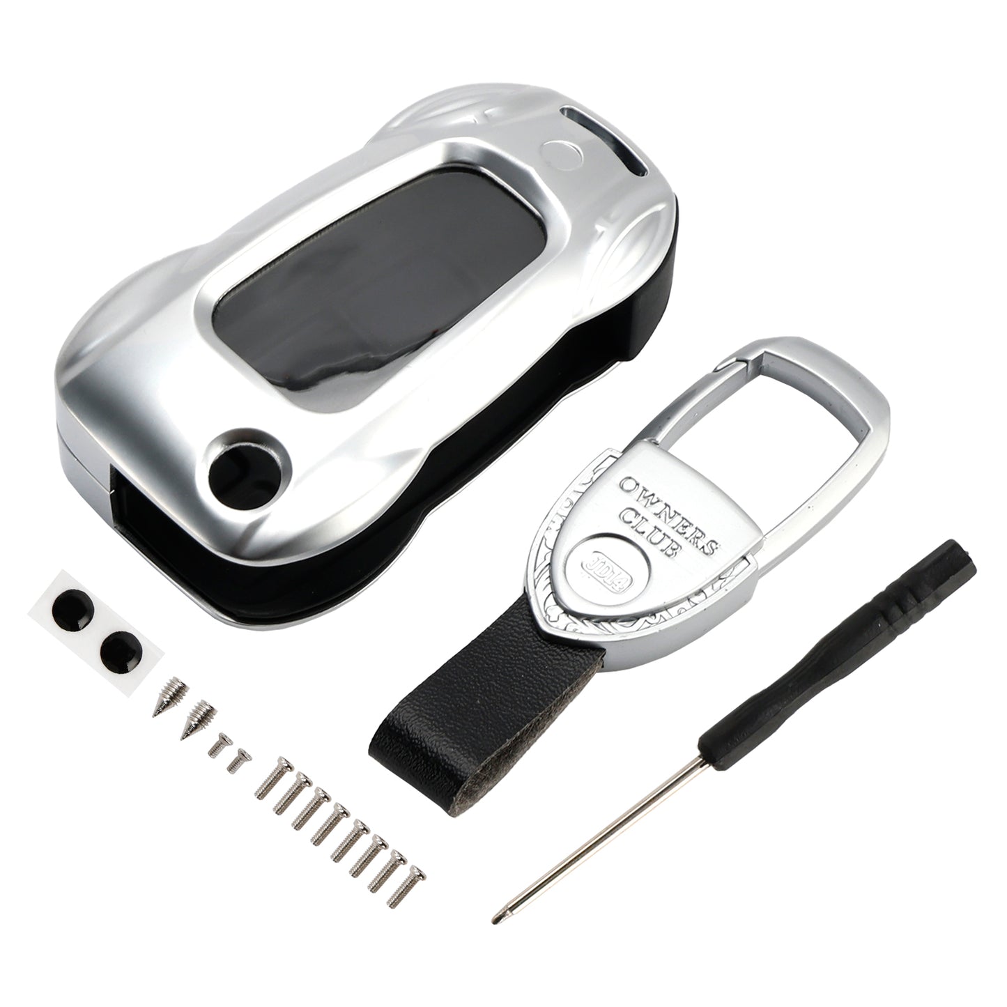 Audi A1 A3 S3 Leather Alloy Zinc Car Key Silvery Case Cover