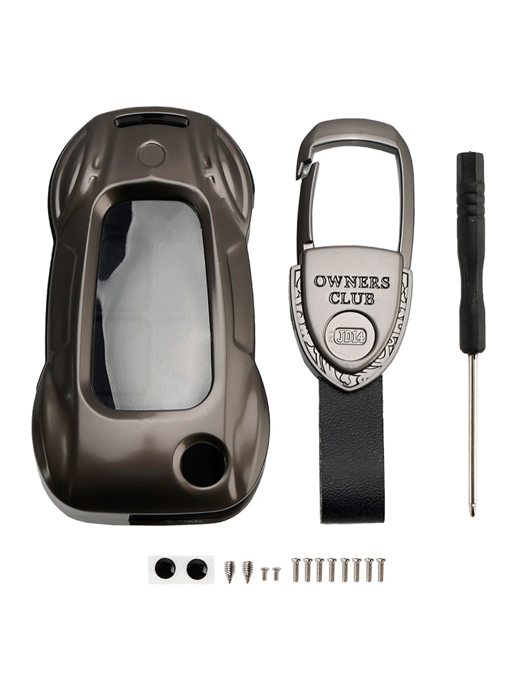 Leather Alloy Zinc Car Key Gray Case Cover Audi A1 A3 S3