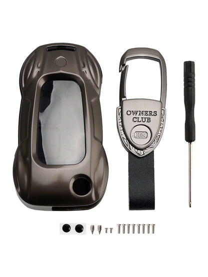 Leather Alloy Zinc Car Key Gray Case Cover Audi A1 A3 S3