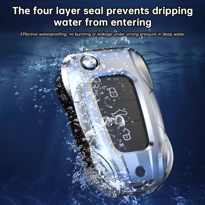 Leather Alloy Zinc Car Key Silvery Case Cover For VW Polo Skoda