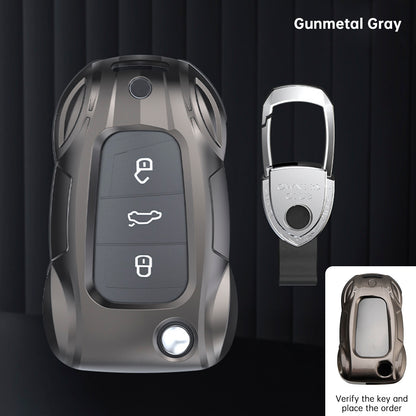 VW Polo Skoda Leather Alloy Zinc Car Key Gray Case Cover