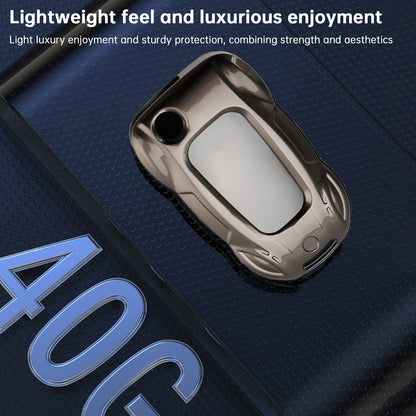 VW Polo Skoda Leather Alloy Zinc Car Key Gray Case Cover