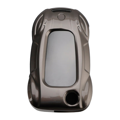VW Polo Skoda Leather Alloy Zinc Car Key Gray Case Cover