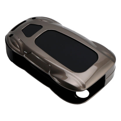 VW Polo Skoda Leather Alloy Zinc Car Key Gray Case Cover