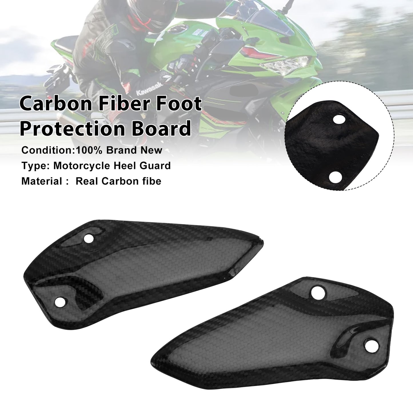 all years Kawasaki ZX-4R ZX-4RR ZX-25R Real Carbon Fiber Foot Protection Board
