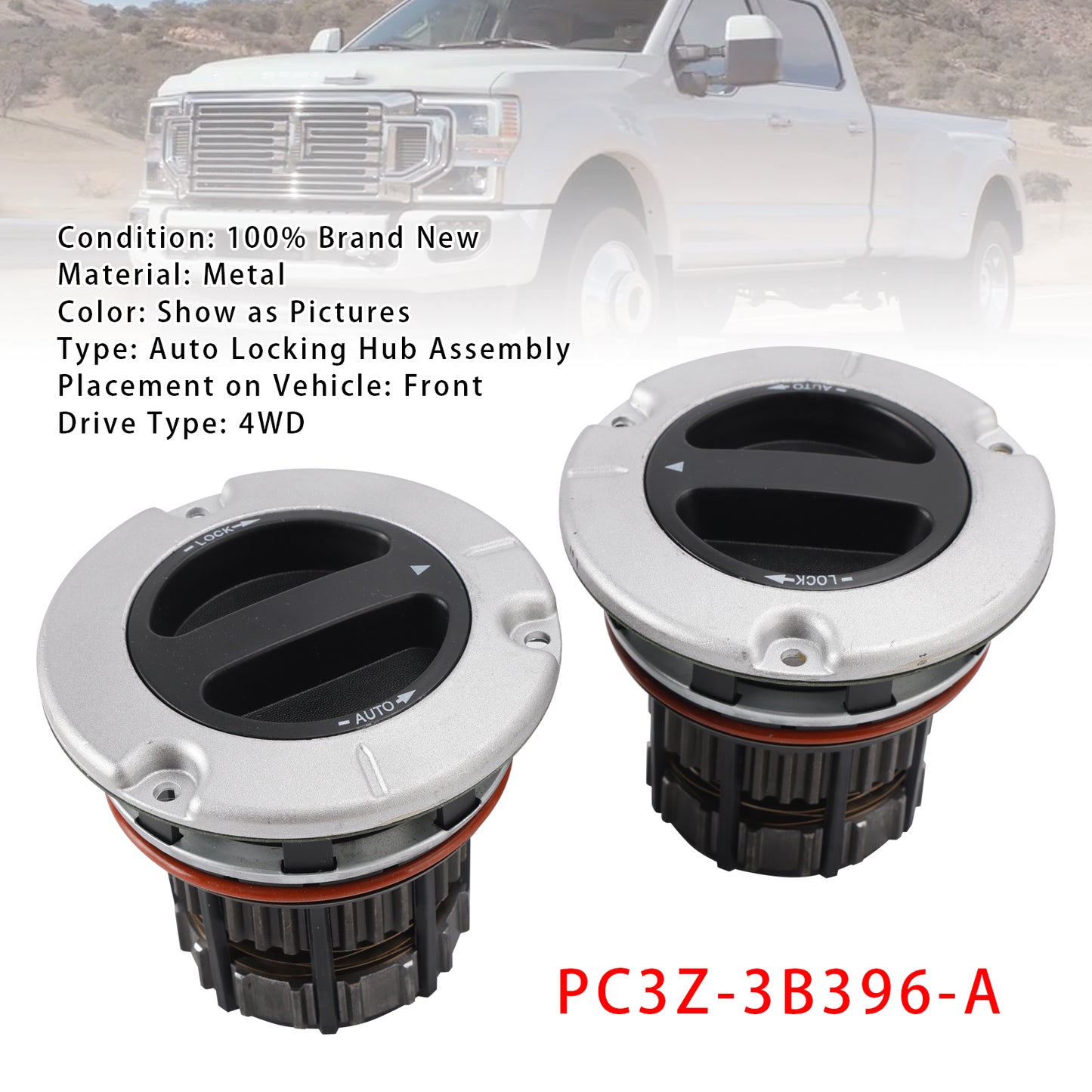 2PCS Auto Locking Front Hub PC3Z-3B396-A For Ford F250 F350 F450 F550 Super Duty 2011-2026